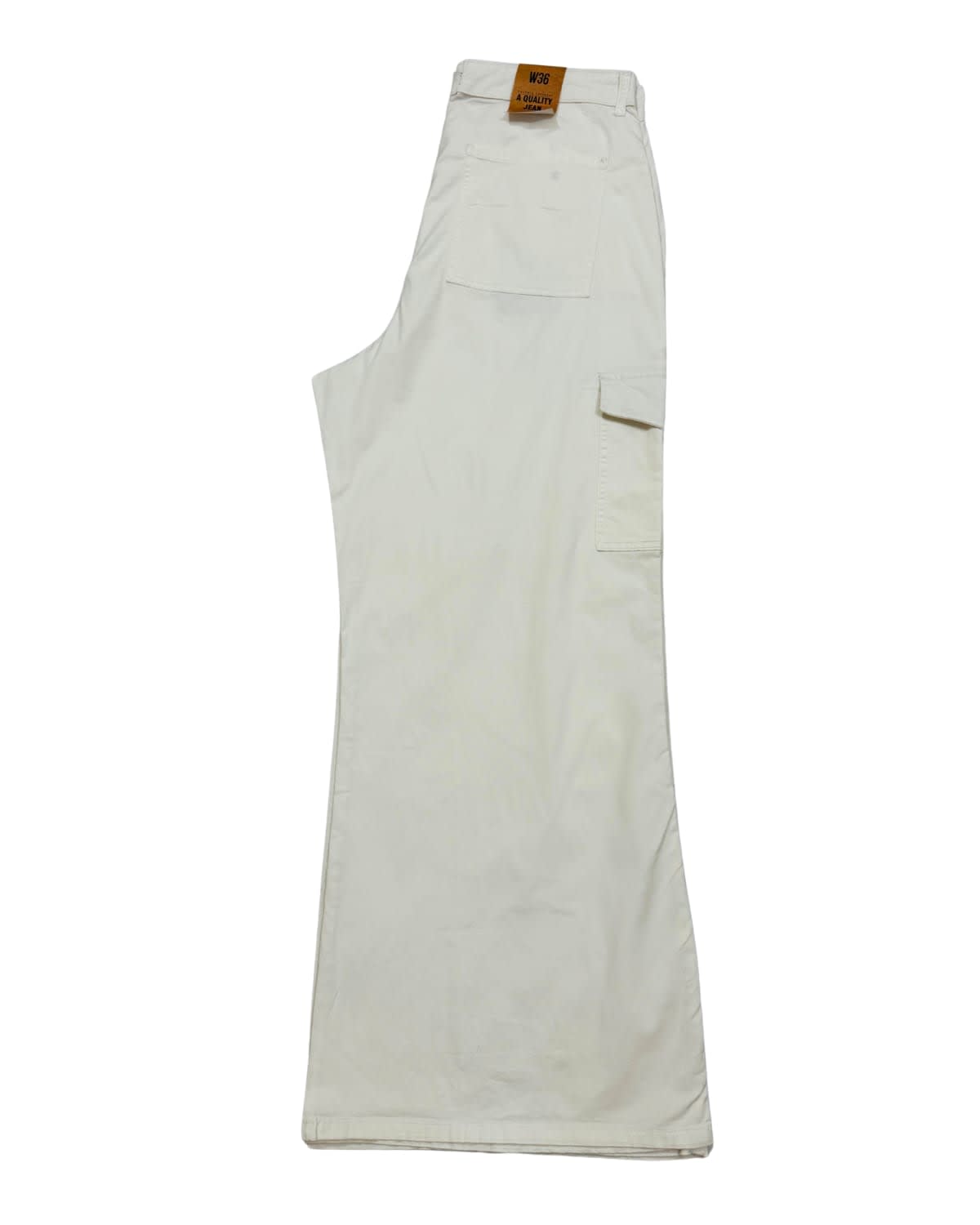 Off White Garment-Dyed Wide Leg Cargo Pant