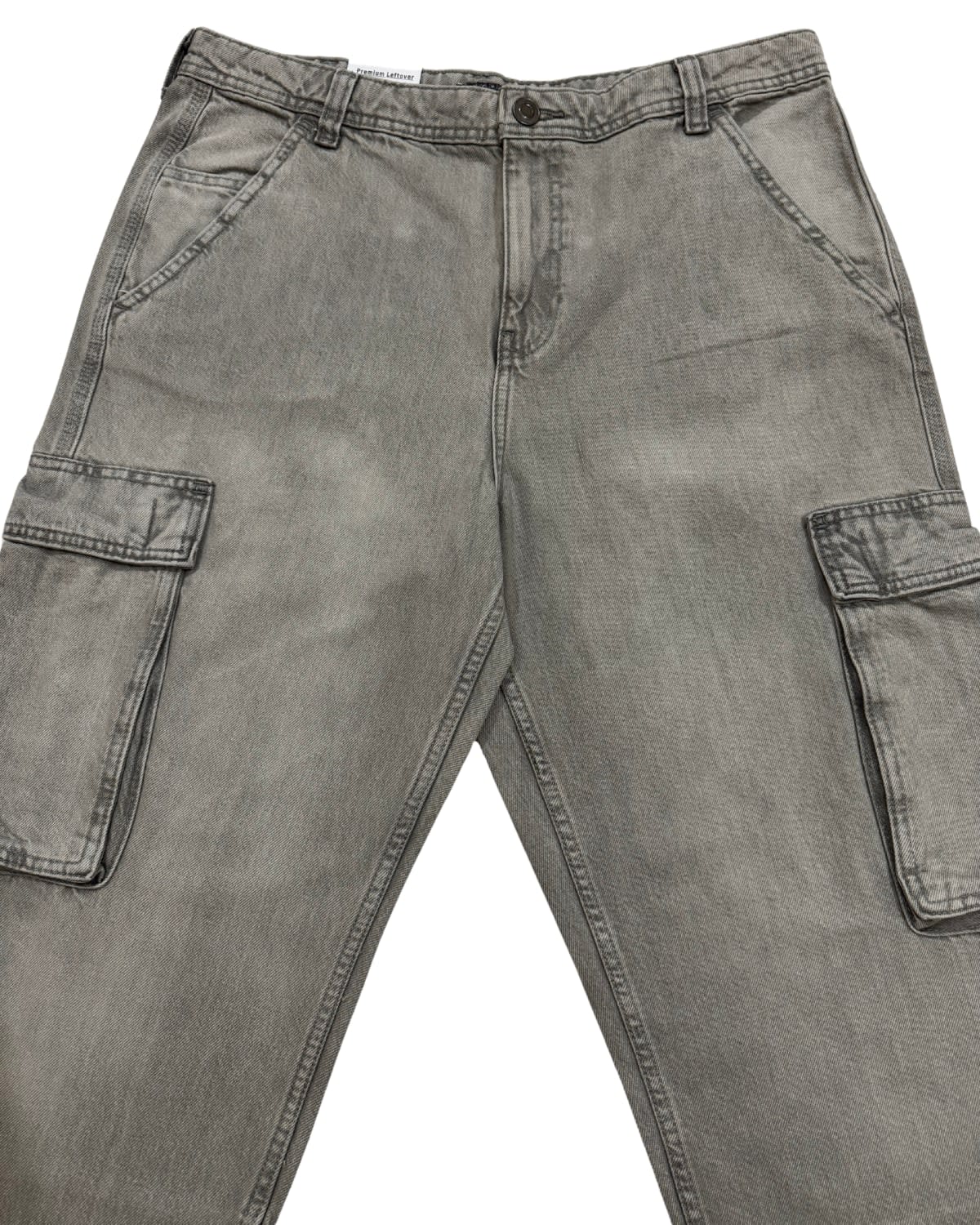 Grey Enzyme Washed Cargo Straight Fit Pant