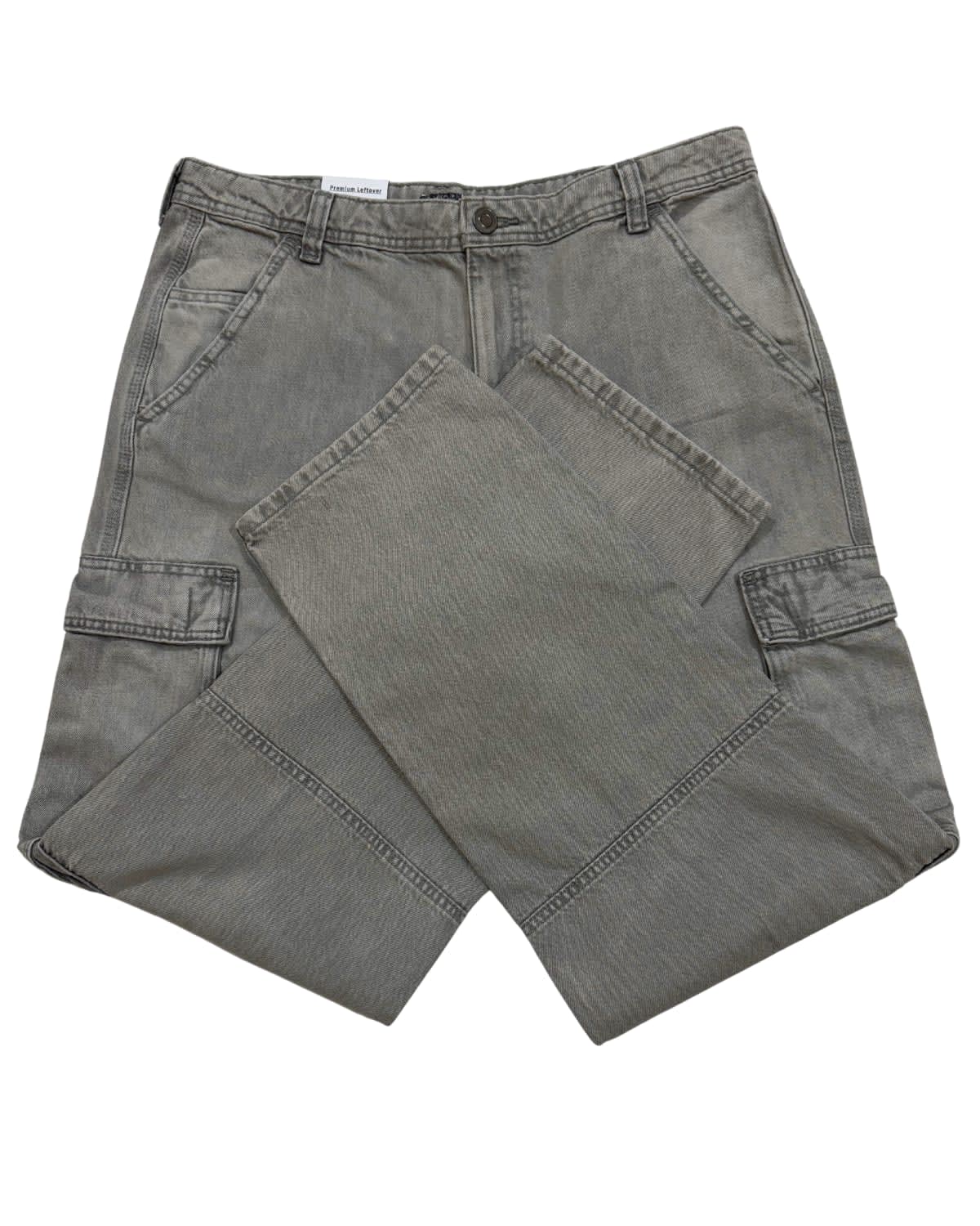 Grey Enzyme Washed Cargo Straight Fit Pant