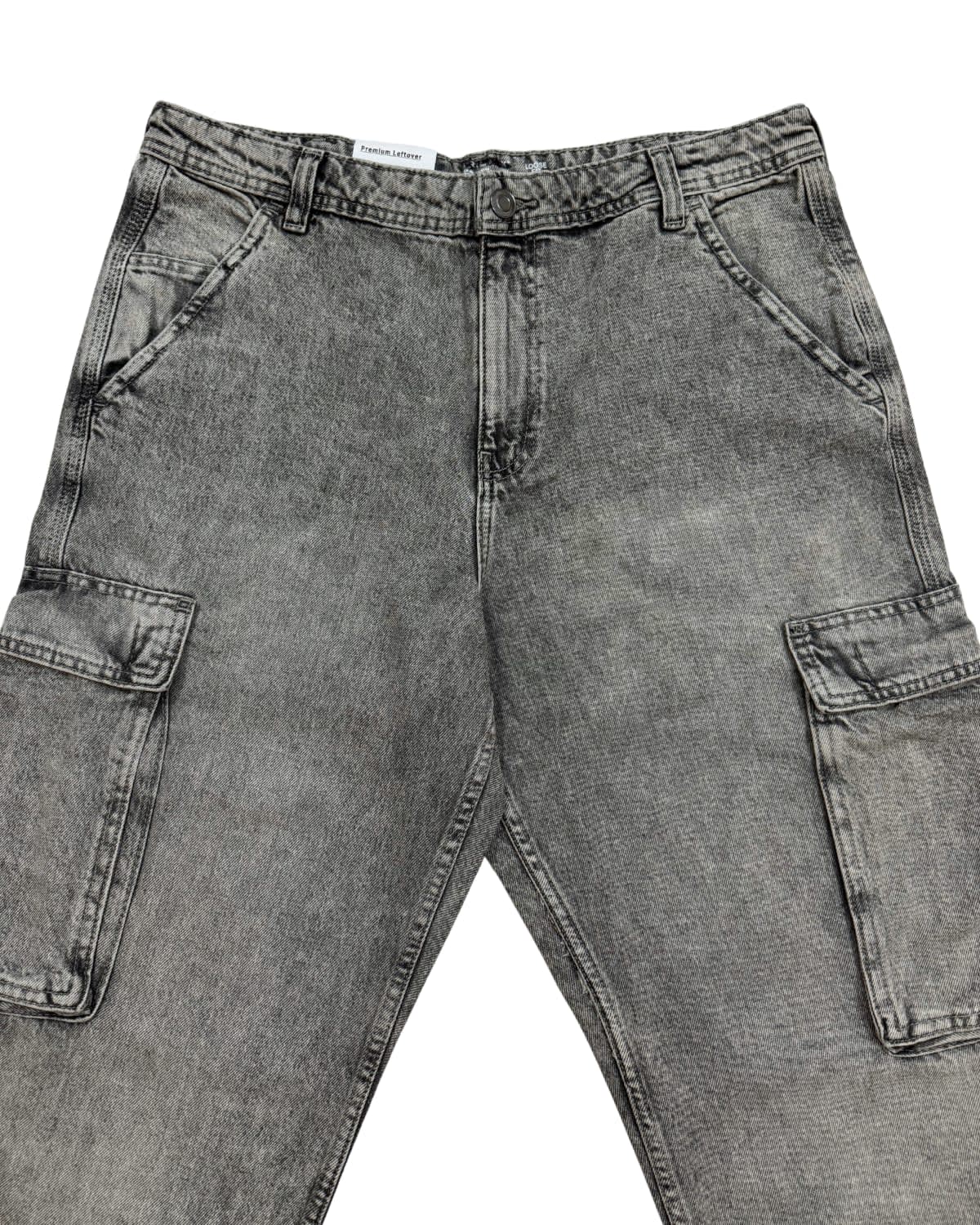 Grey Stone Wash Cargo Straight Fit Pant