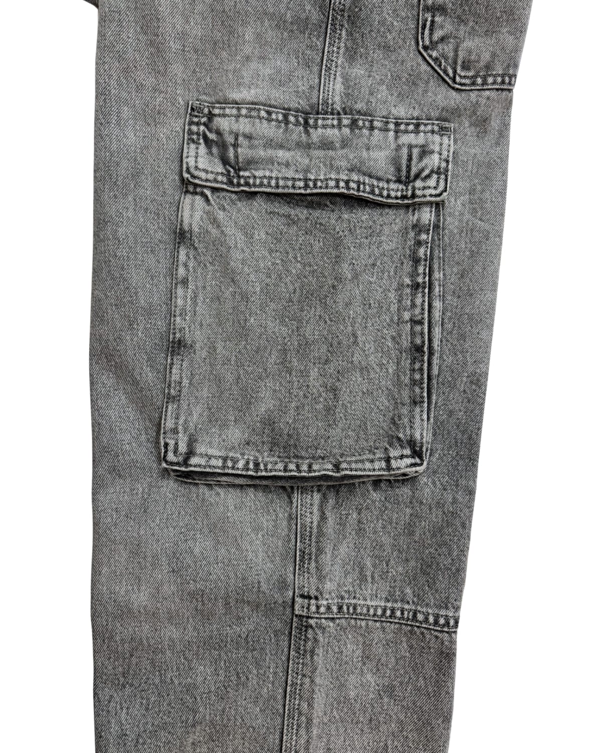 Grey Stone Wash Cargo Straight Fit Pant