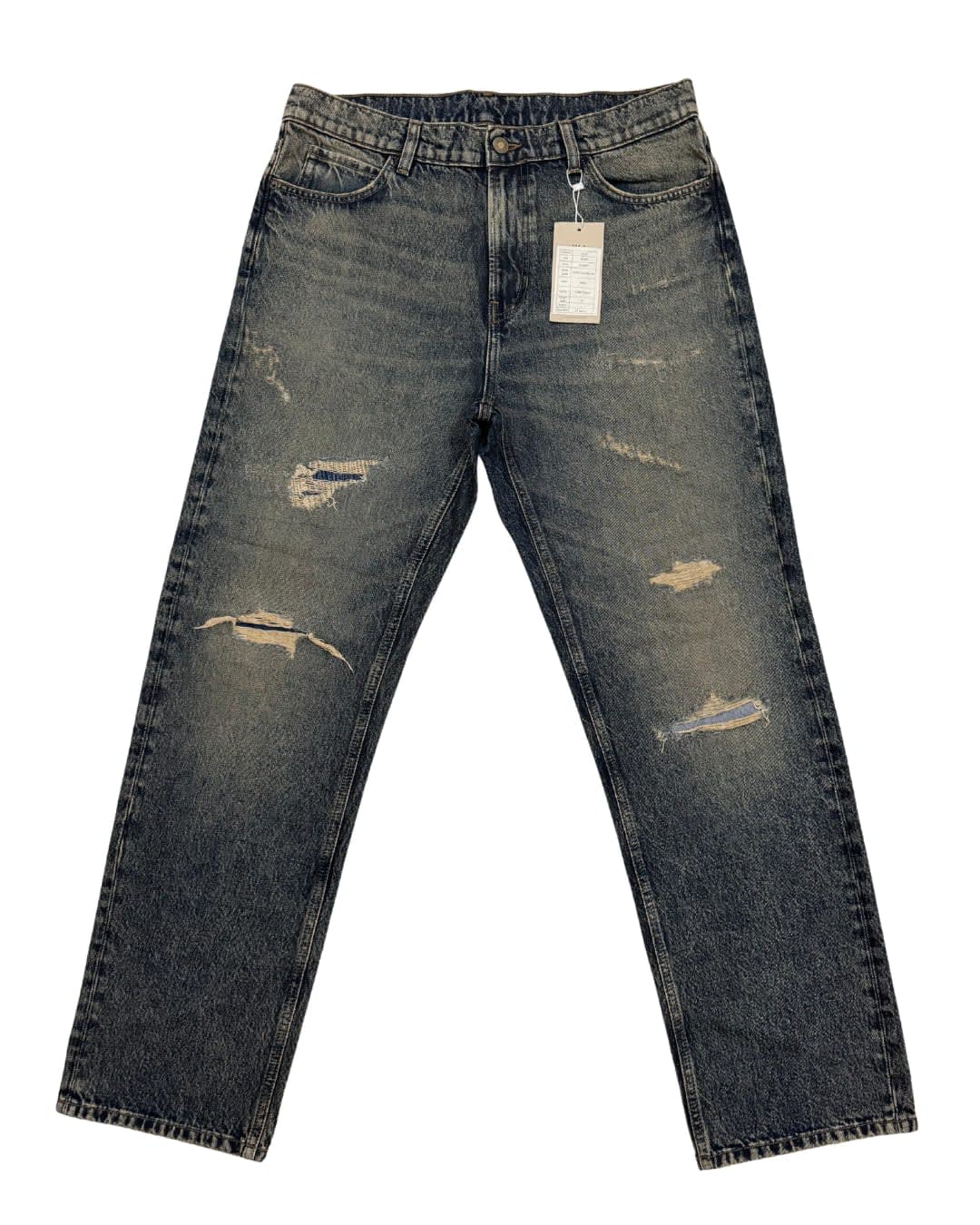 Vintage Blue Distressed Straight Fit Jeans