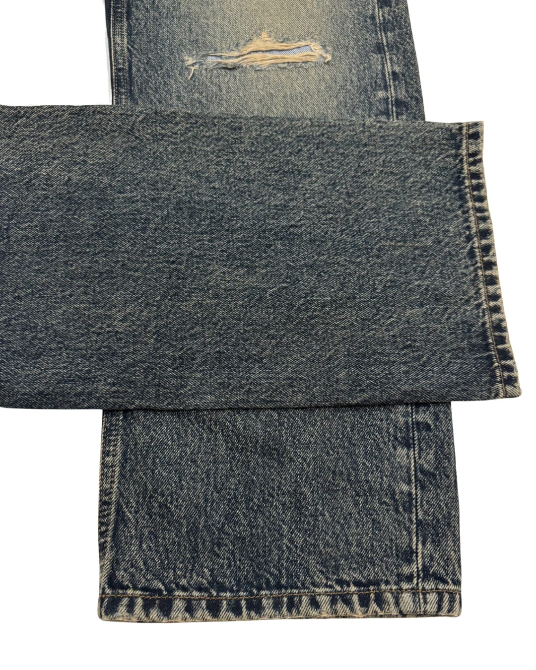 Vintage Blue Distressed Straight Fit Jeans