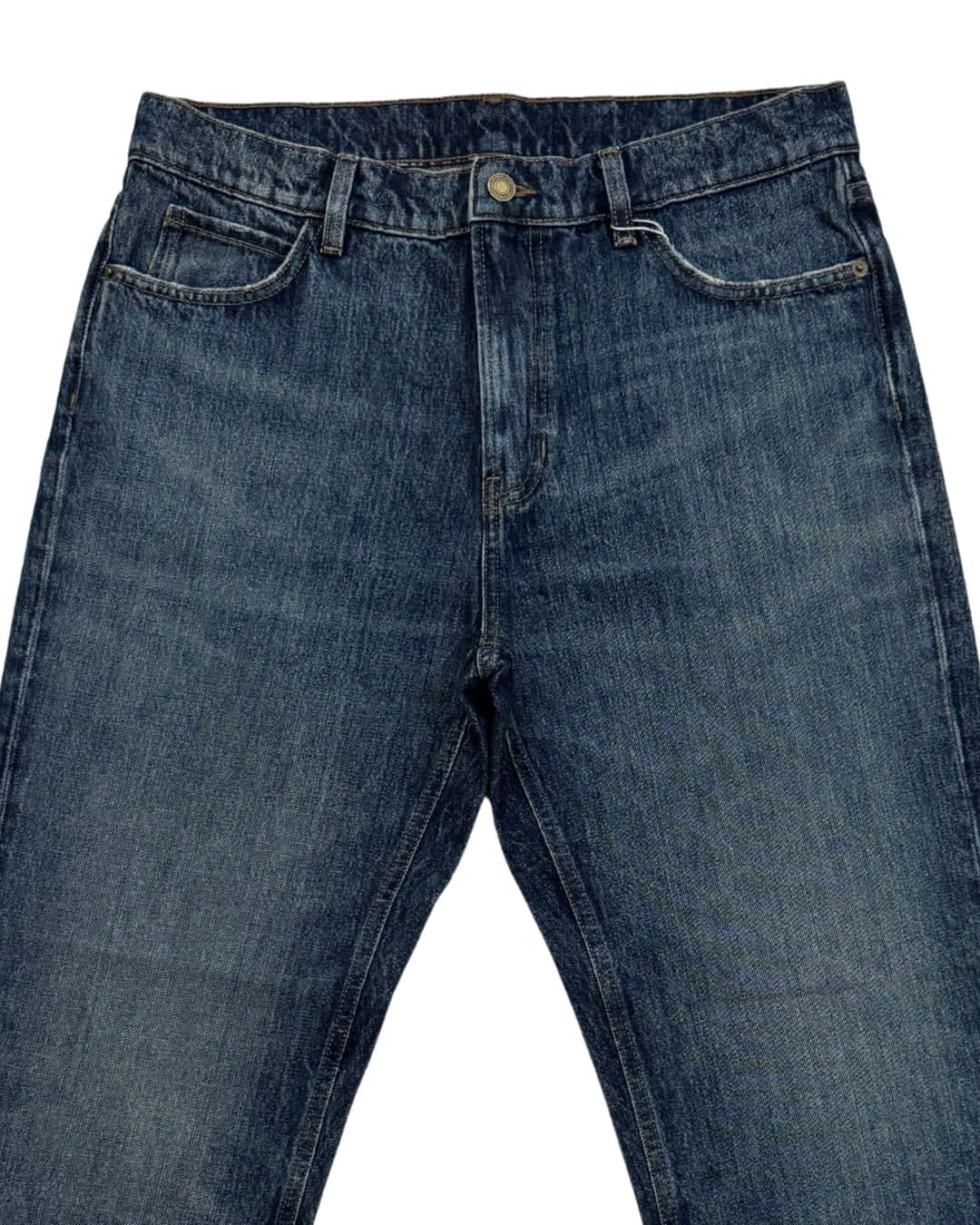 Short-Length Blue Straight Jeans