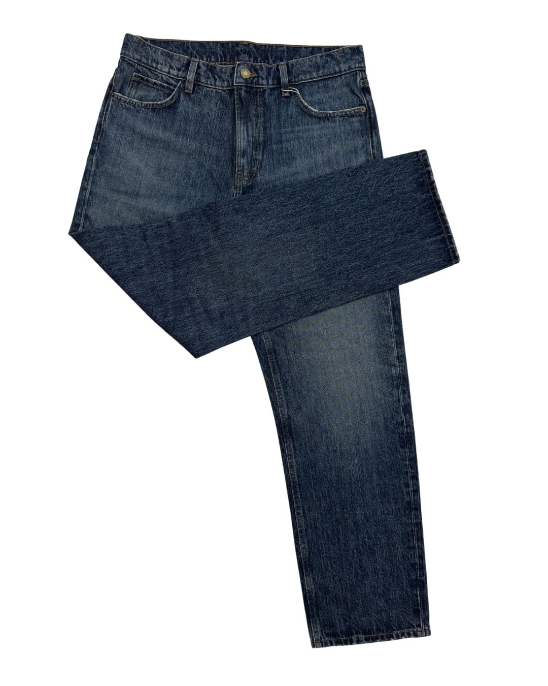 Short-Length Blue Straight Jeans