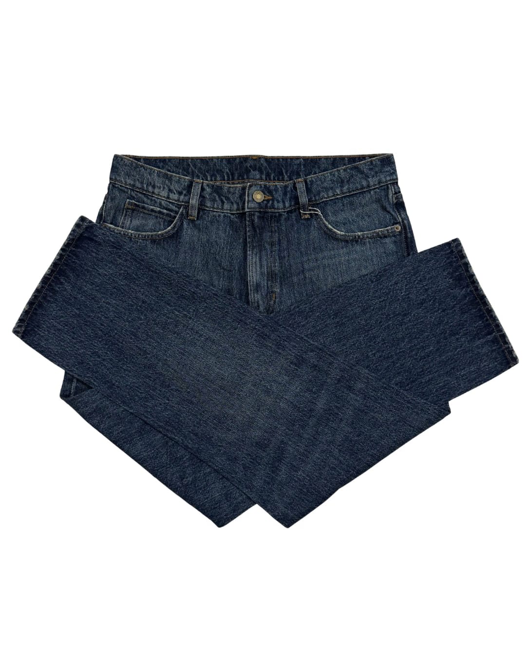 Short-Length Blue Straight Jeans