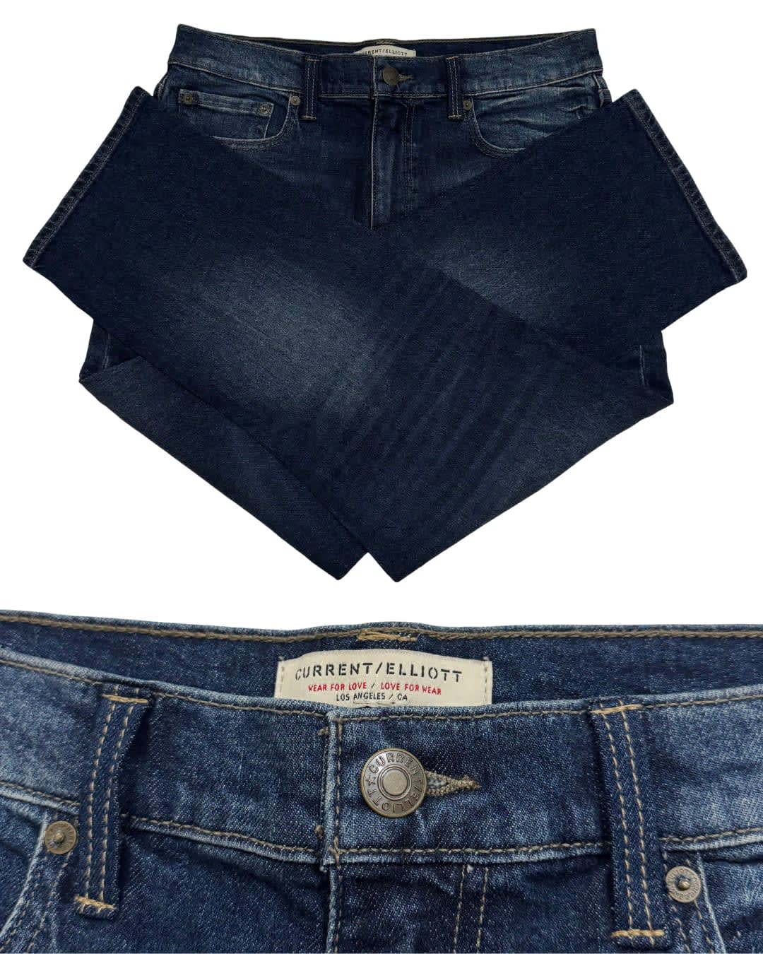 Cropped Blue Straight-Leg Jeans