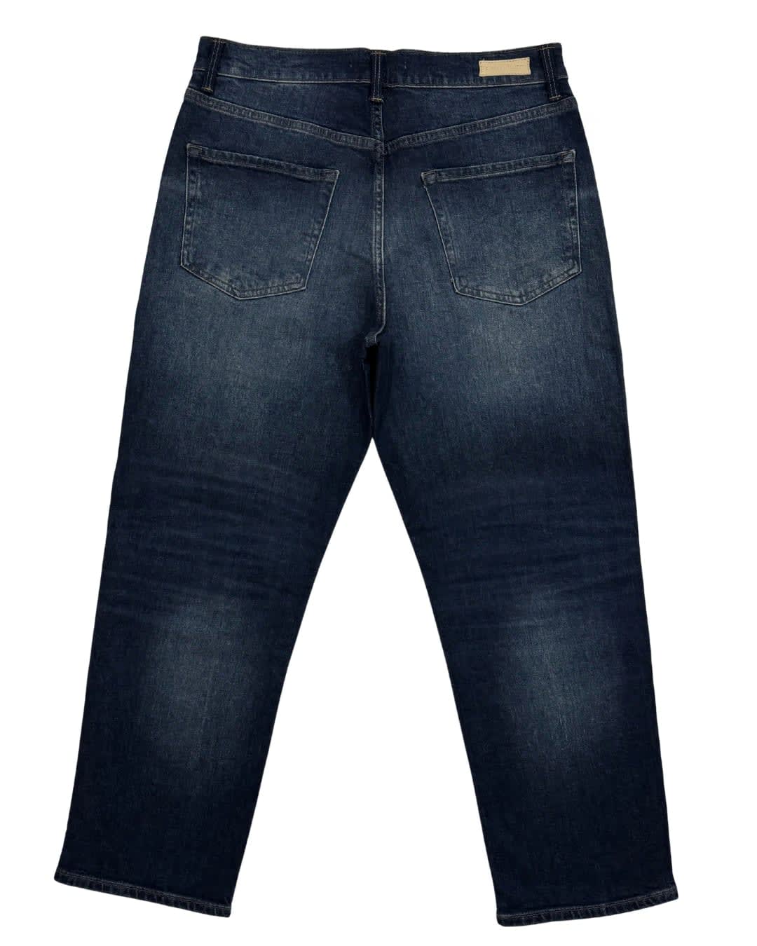 Cropped Blue Straight-Leg Jeans