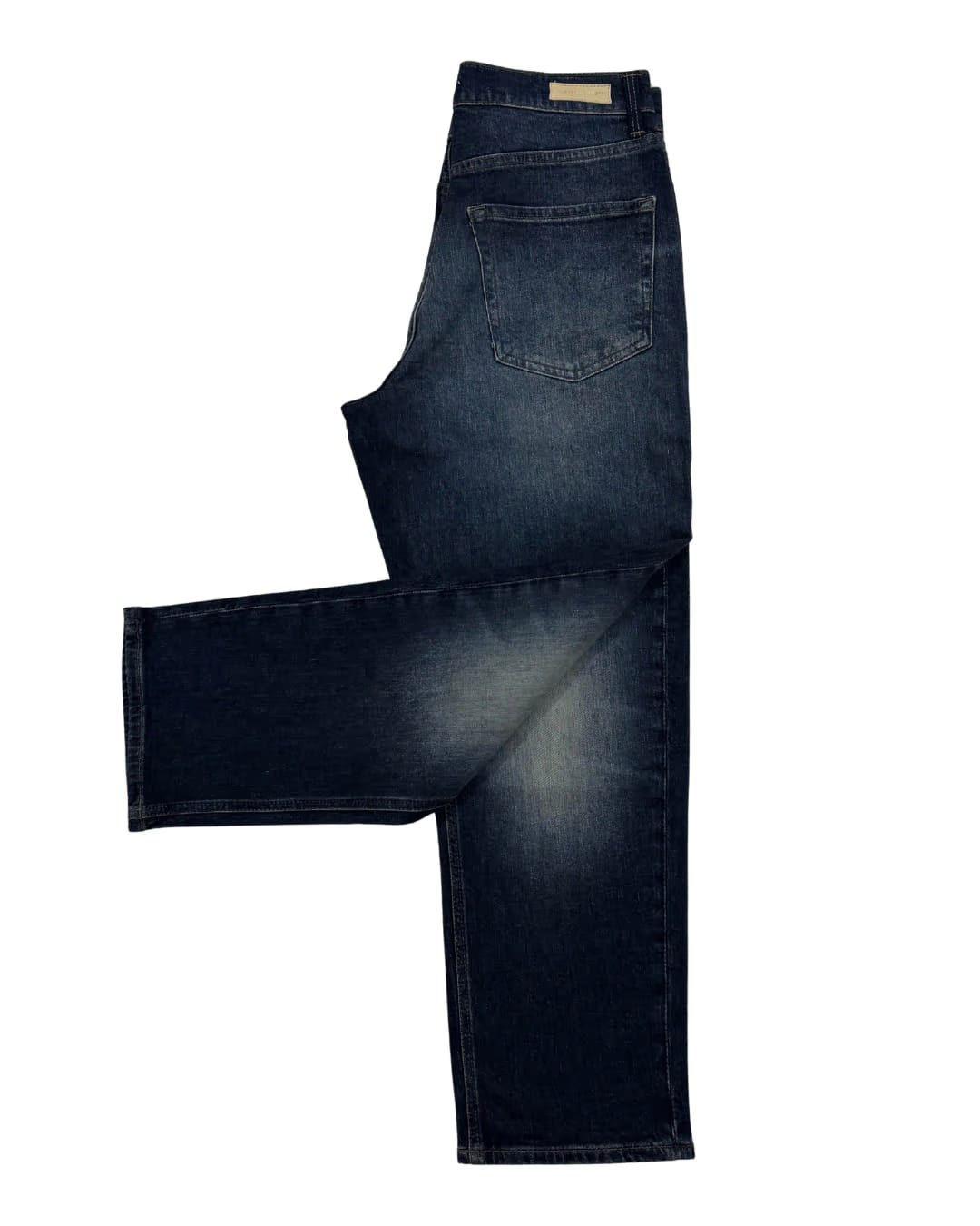 Cropped Blue Straight-Leg Jeans