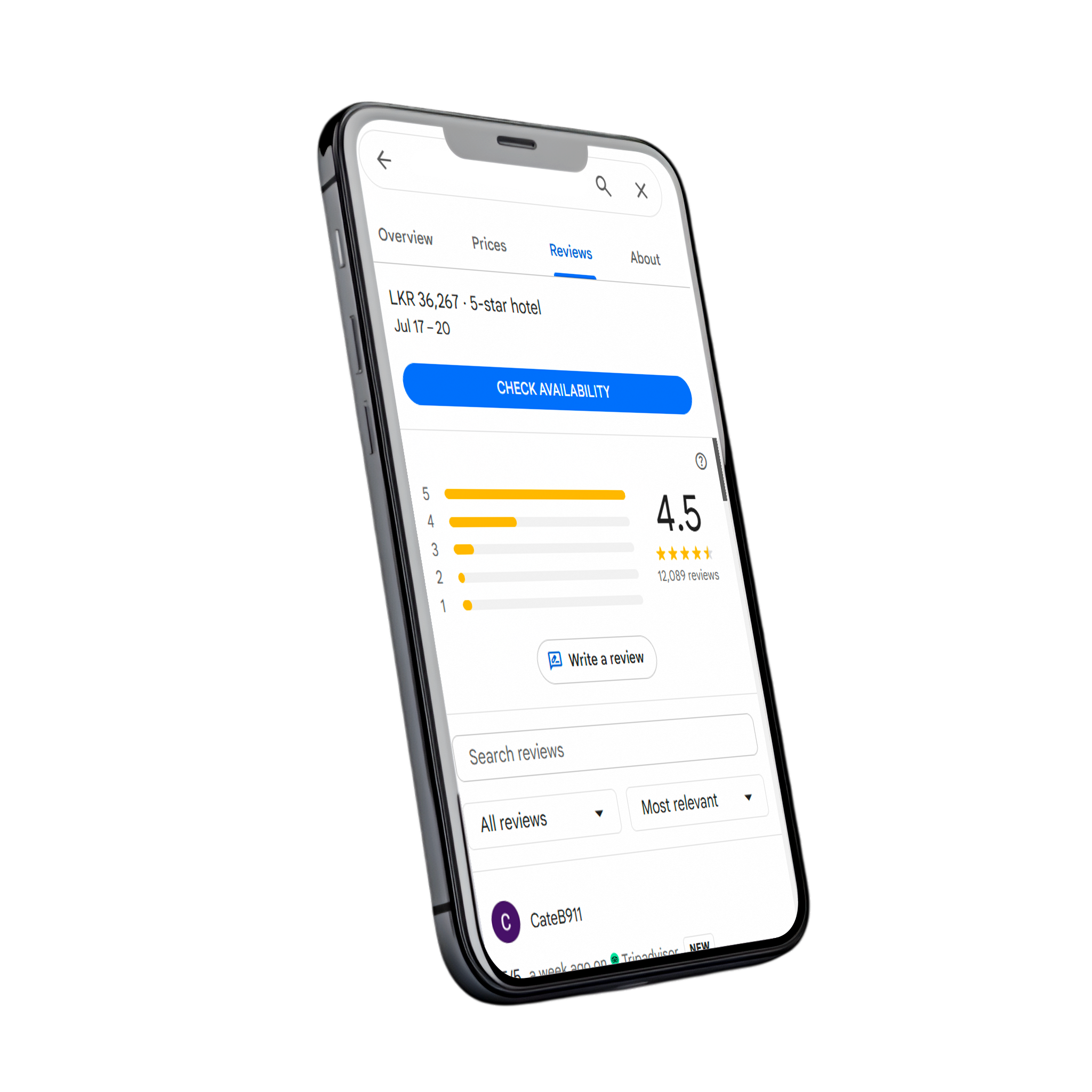Smartphone showing Google Reviews interface - Step 3