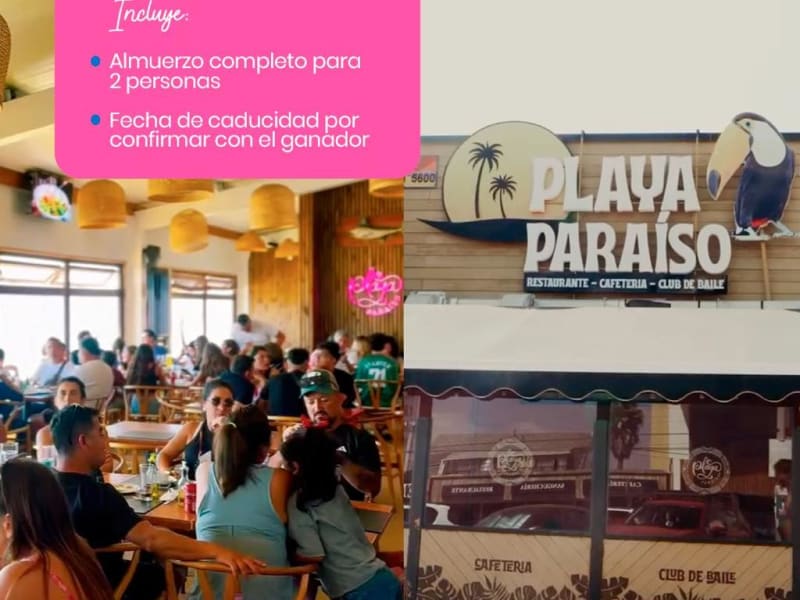 Almuerzo para 2 personas en Restaurante "Playa Paraíso"
