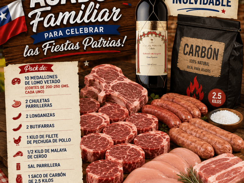 Pack: Asado Dieciochero para 6-8 personas