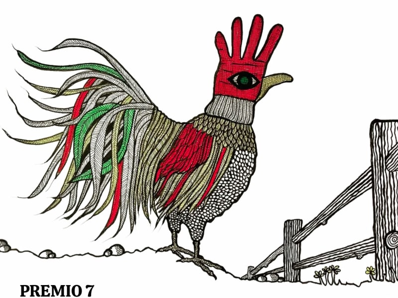 Alegre ILUSTRACIÓN en papel de algodón con firma y timbre del artista Jaime Atria