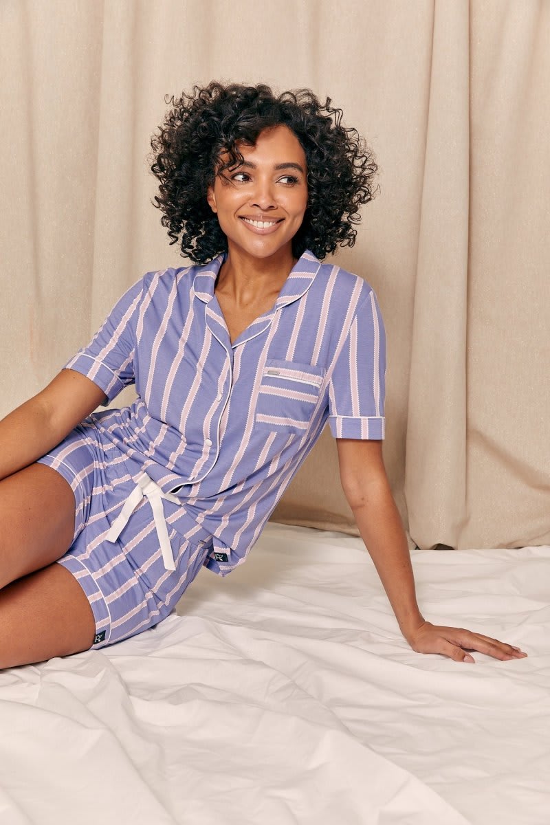 
                  
                    Bamboo Shirt Short Set in Heather StripeNightwear
                  
                