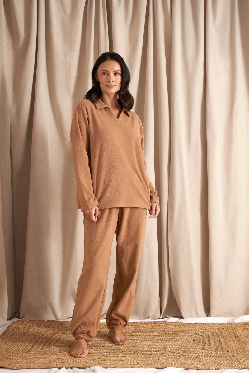 Fleece Lounge Set in TanLoungewear