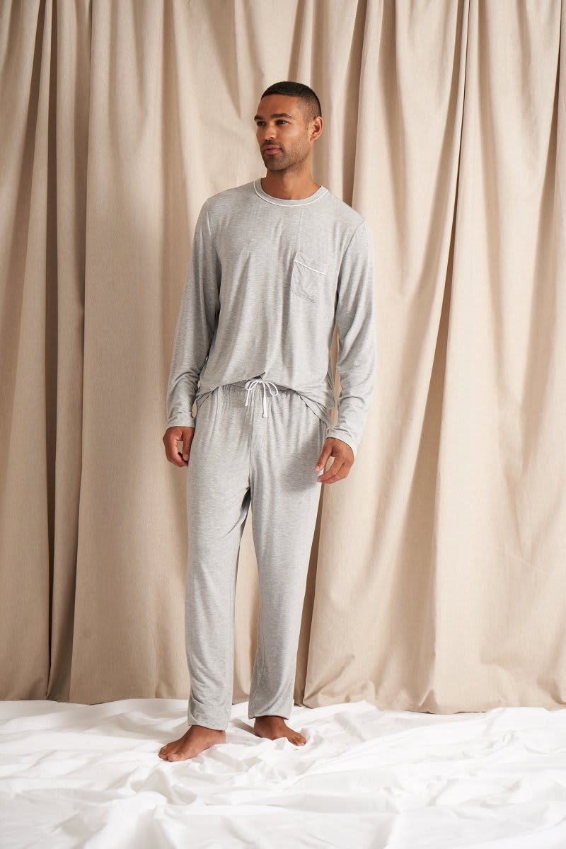 Mister You Bamboo Pyjama Set in Grey MarlNightwear
