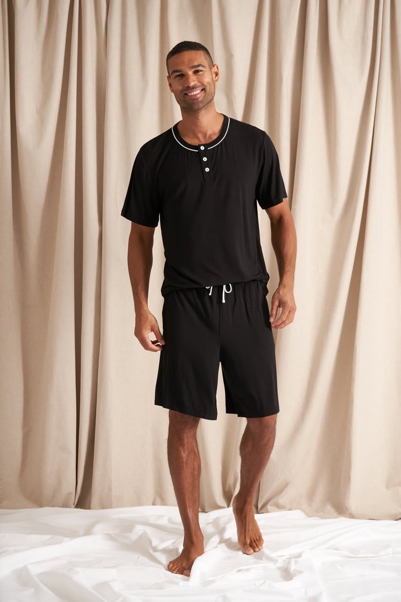 Mister You Bamboo Short Pyjama Set in BlackNightwear