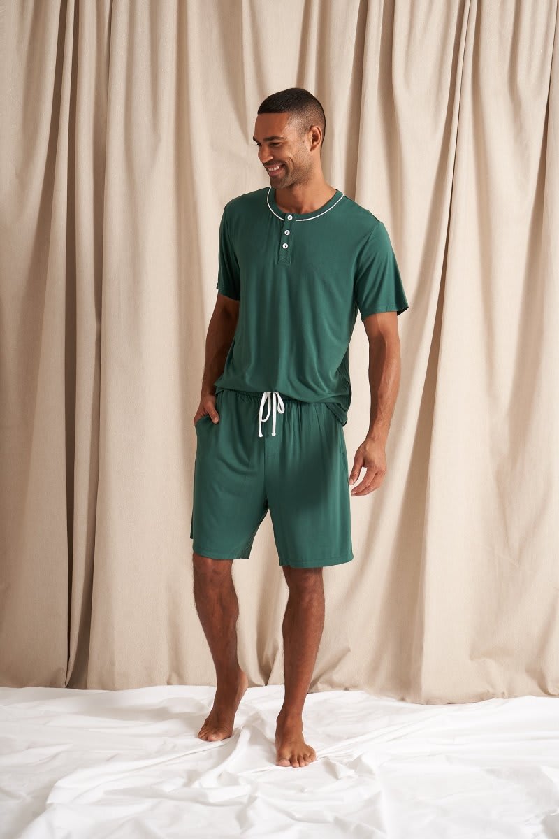 Mister You Bamboo Short Pyjama Set in GreenNightwear