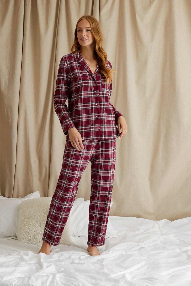 Plaid Pyjama Set in BordeauxNightwear