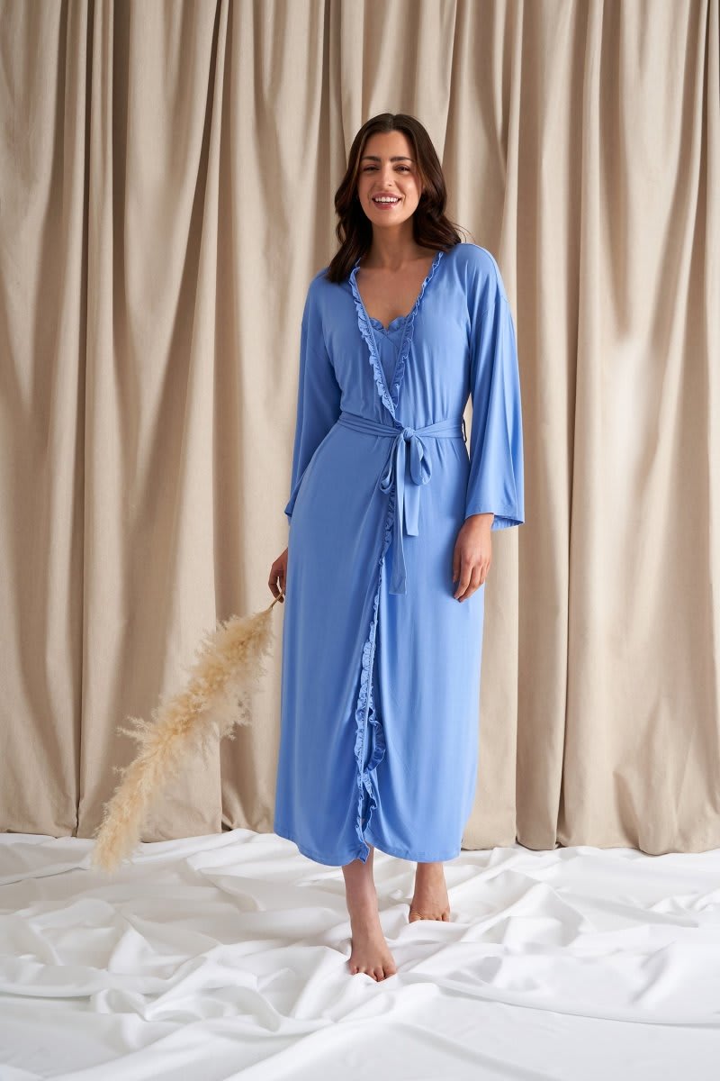 Blue M And S Long Nightdresses Marks Spencer Cotton Mid Length