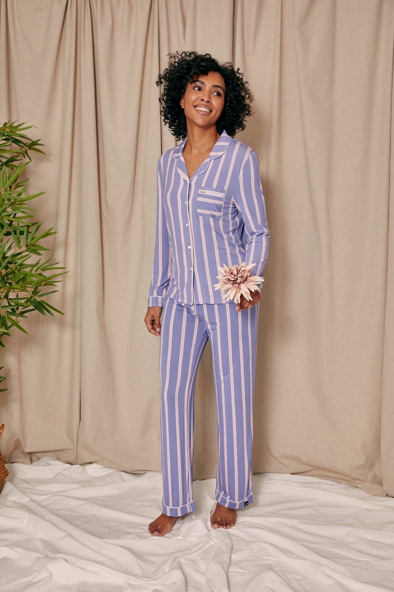 Bamboo Pyjama Set in Heather StripeNightwear