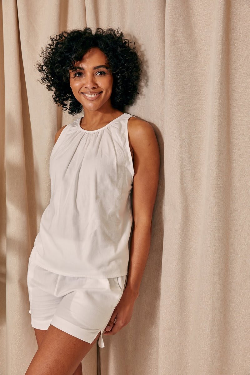 Cotton Modal Vest Short Set in WhiteNightwear