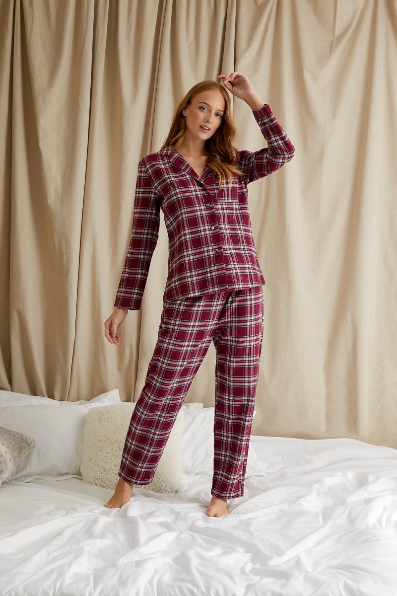 Plaid Pyjama Set in BordeauxNightwear