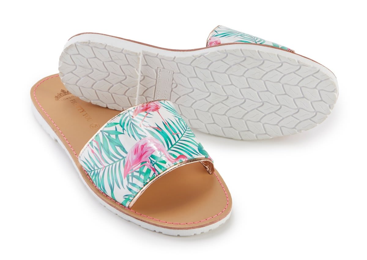 Flamingo Printed Slide and Clutch SetSandals