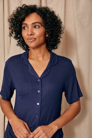 EcoVero Ribbed Shirt Capri Set in MidnightNightwear