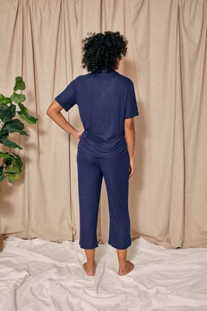 EcoVero Ribbed Shirt Capri Set in MidnightNightwear