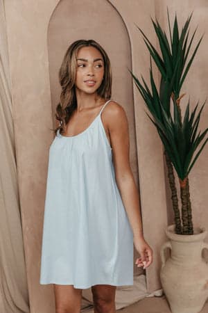 Cotton Modal Swing Chemise in Sky BlueNightwear