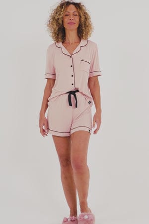Bamboo Shirt Short Set in Pink