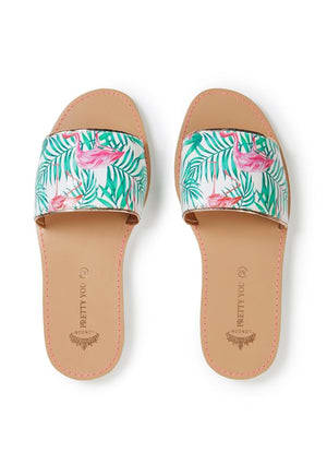Flamingo Printed Slide and Clutch SetSandals