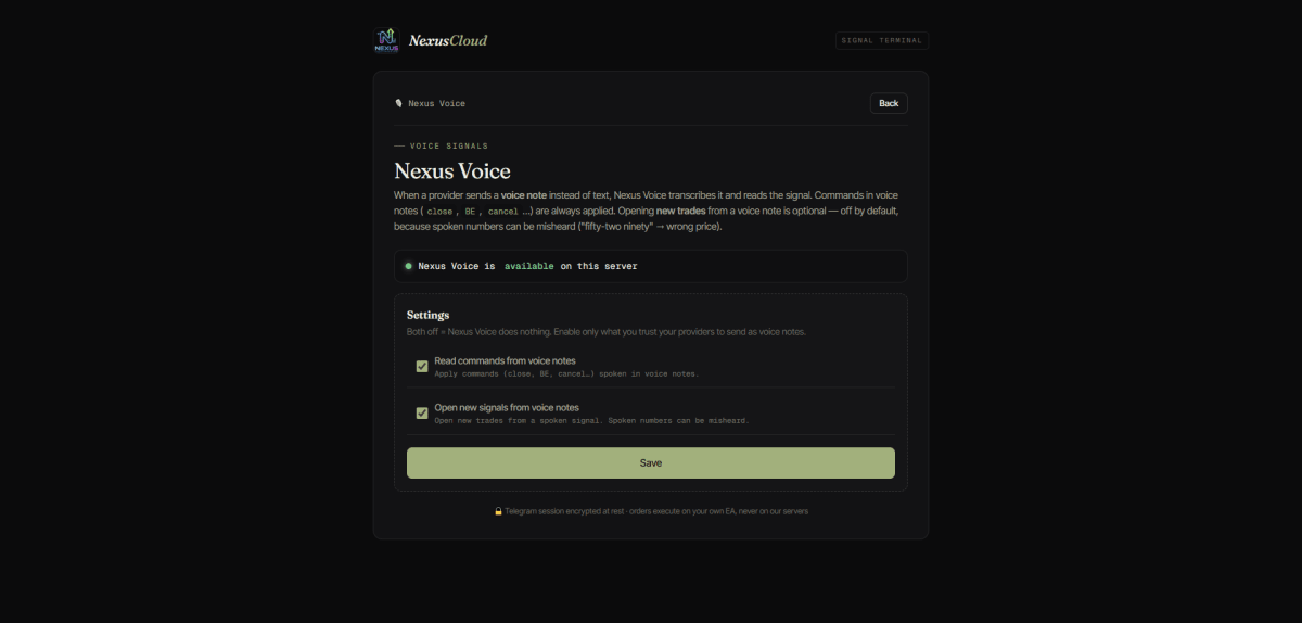 Nexus Voice transcribing a voice note