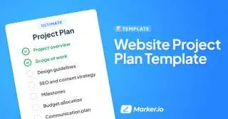 Example of a website project plan template with different steps outlined like scope of work and branding guidelines.