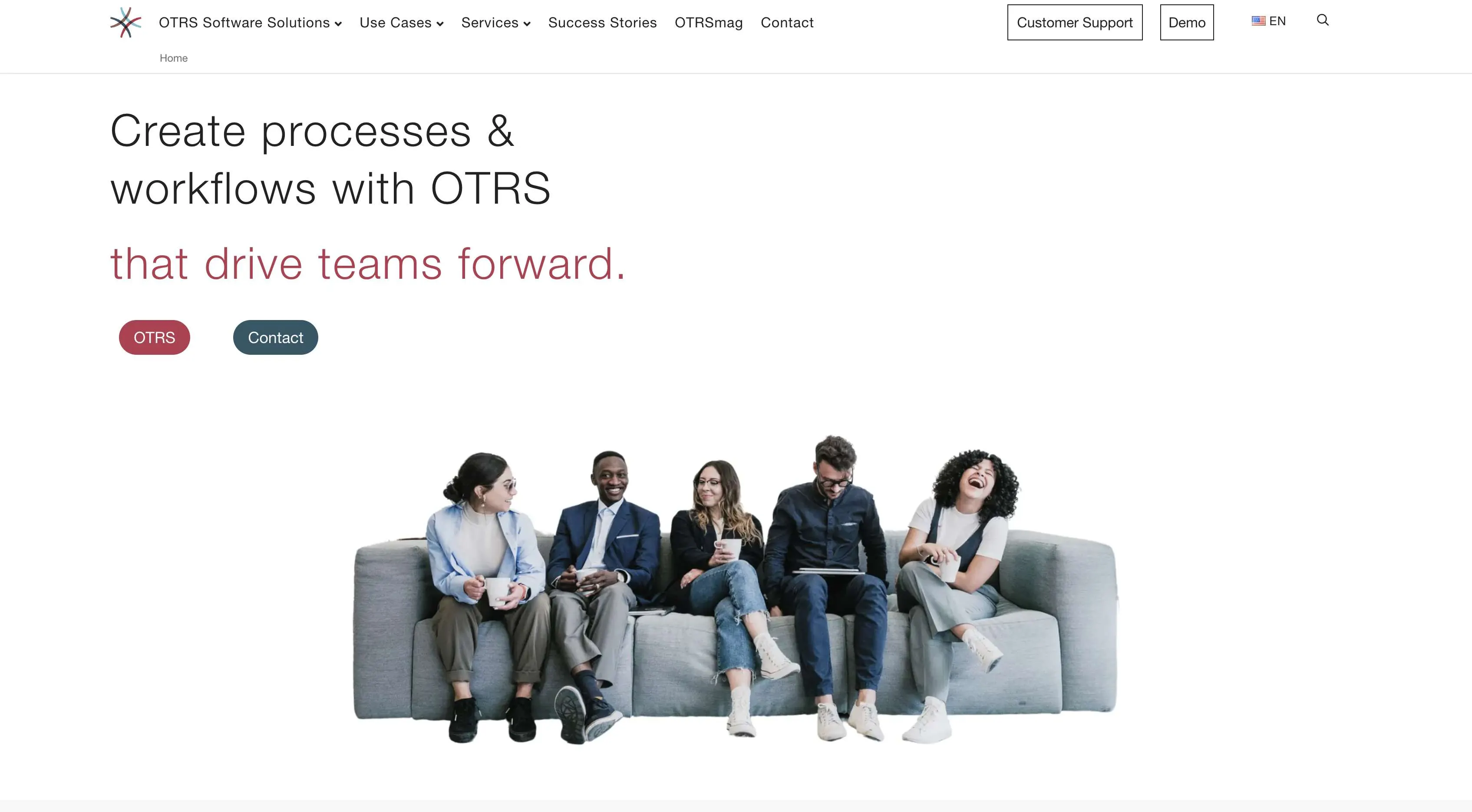 Screenshot of OTRS homepage.