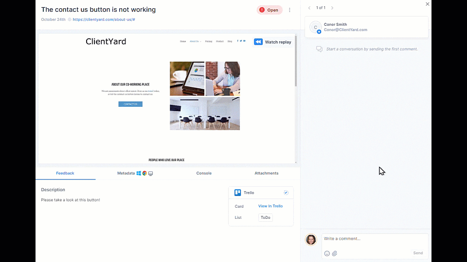 Marker.io Session Replay Gif.