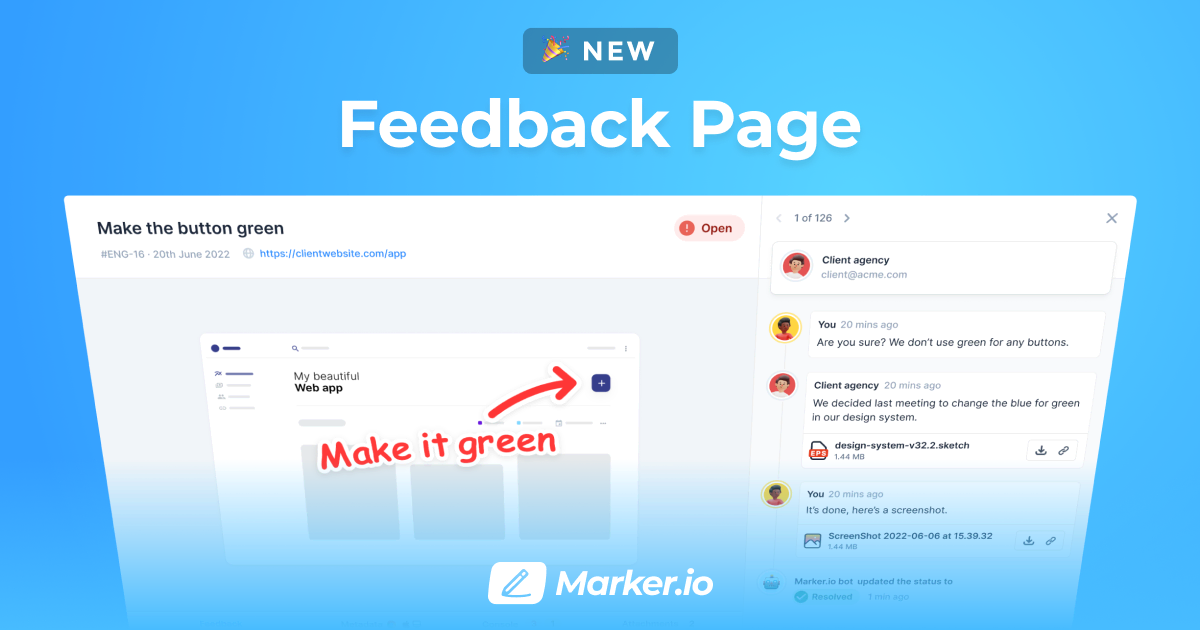 Feedback page Marker.io