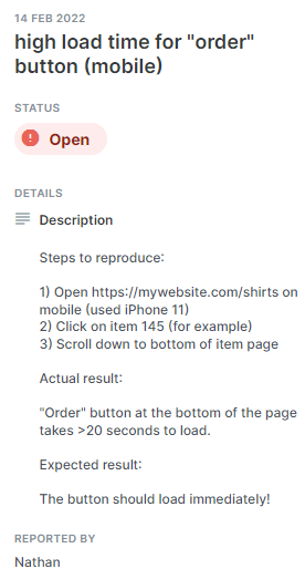 The same report within Marker.io.