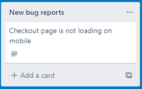 An example card in Trello.