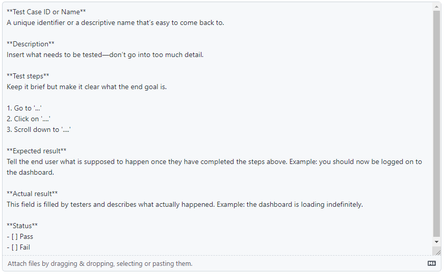 Sample UAT test case template in GitHub