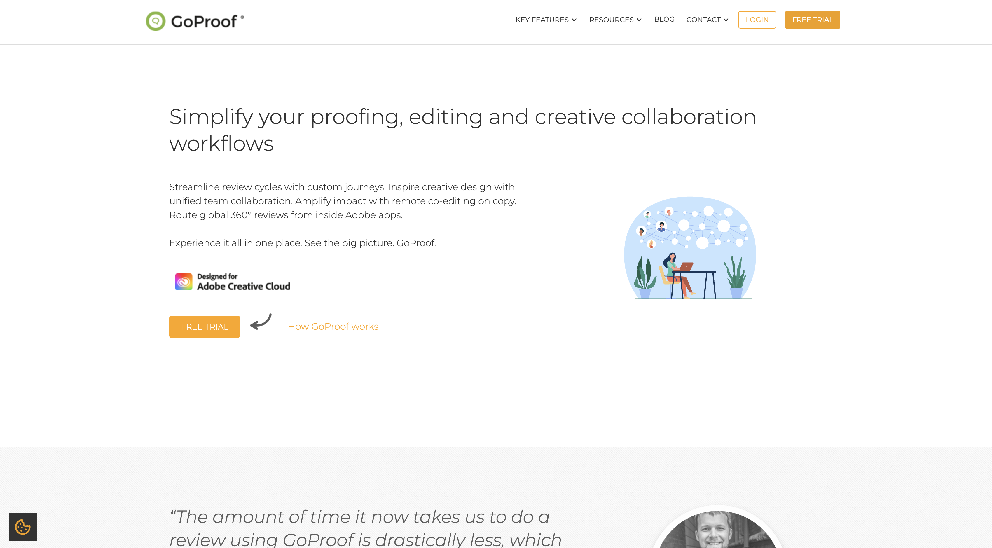 Screenshot of GoProof homepage