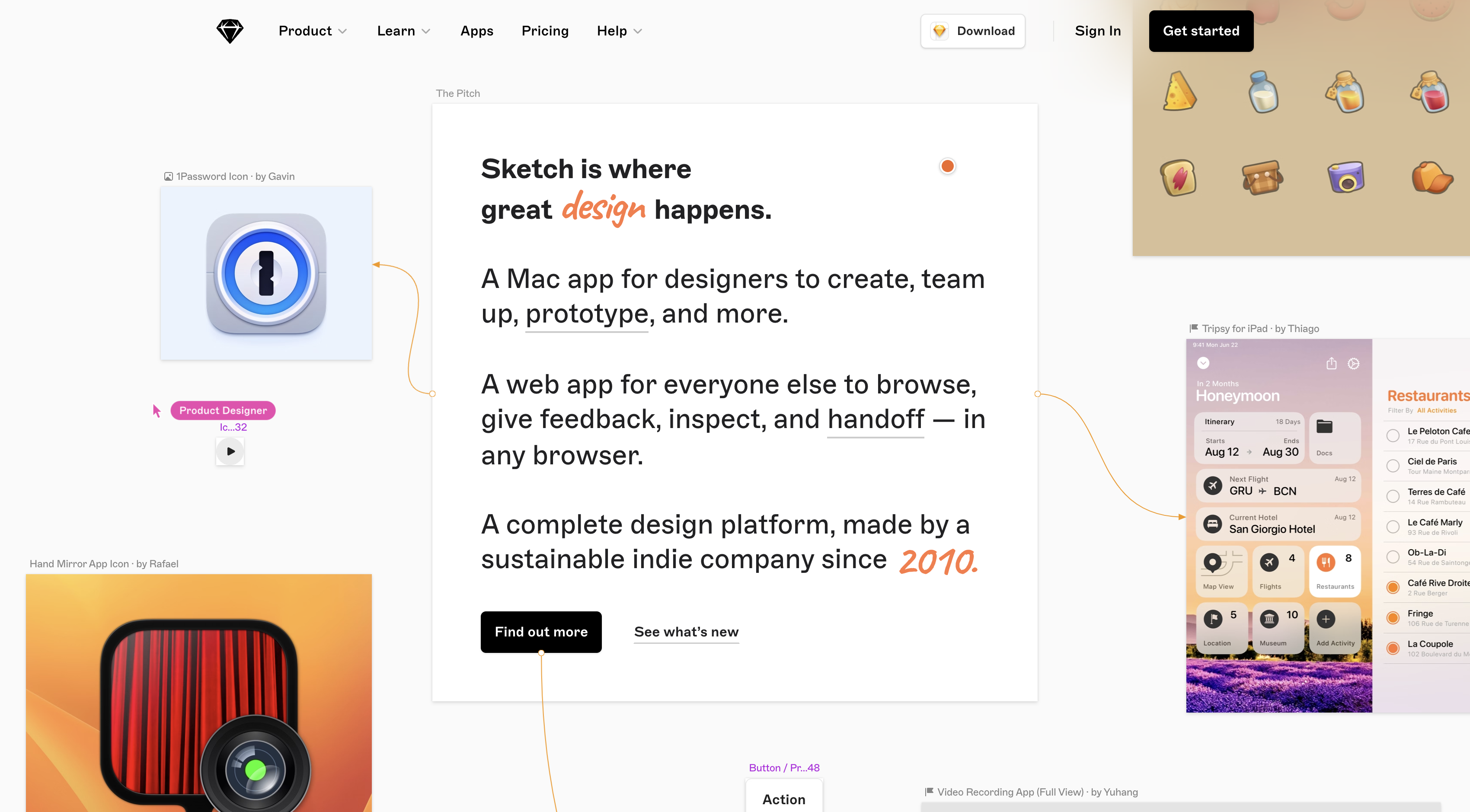 Screenshot of Sketch homepage