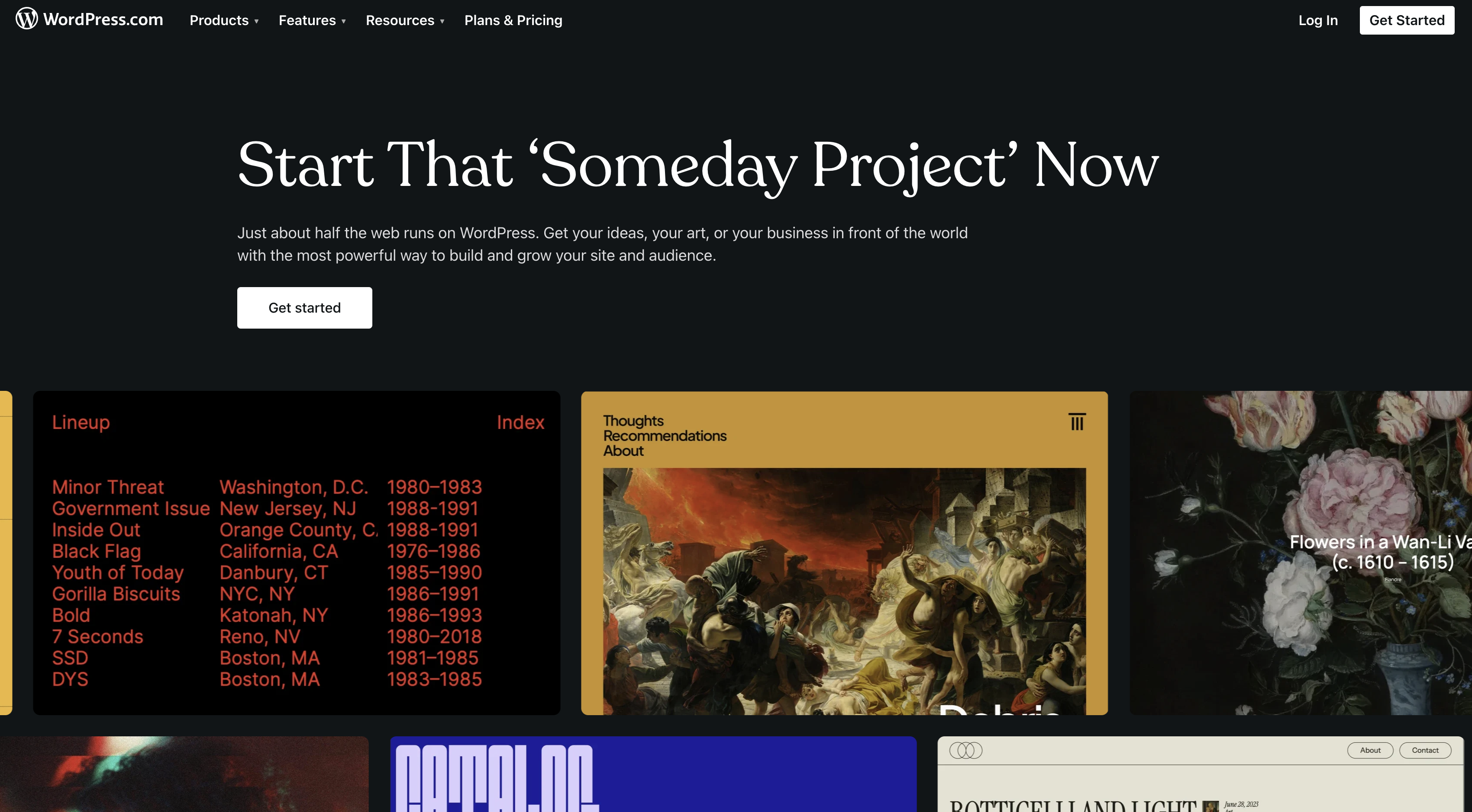 Screenshot of WordPress homepage