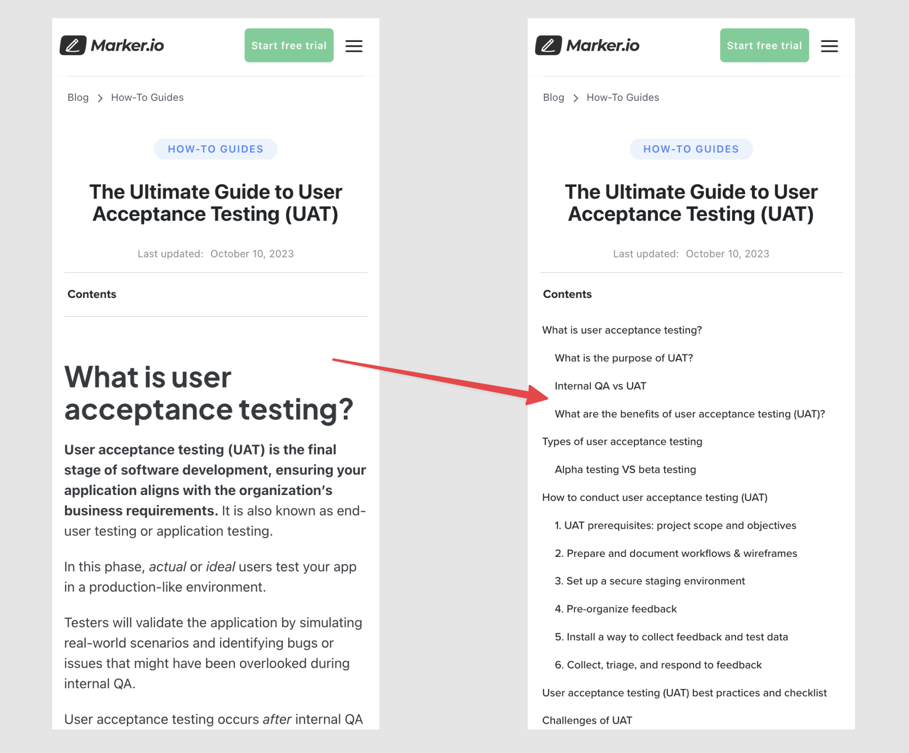 Example of how late-loading elements create a layout shift