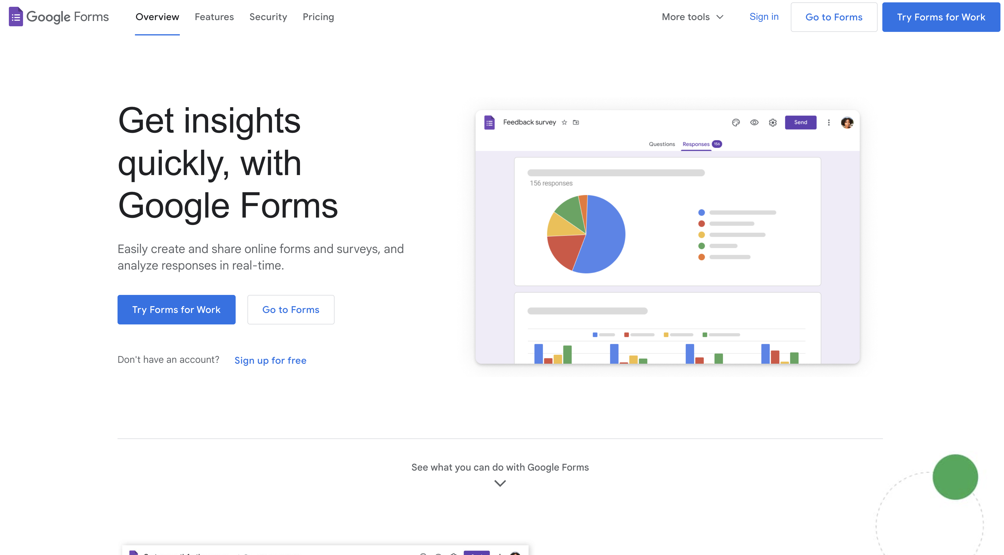 Screenshot of Google Forms homepage