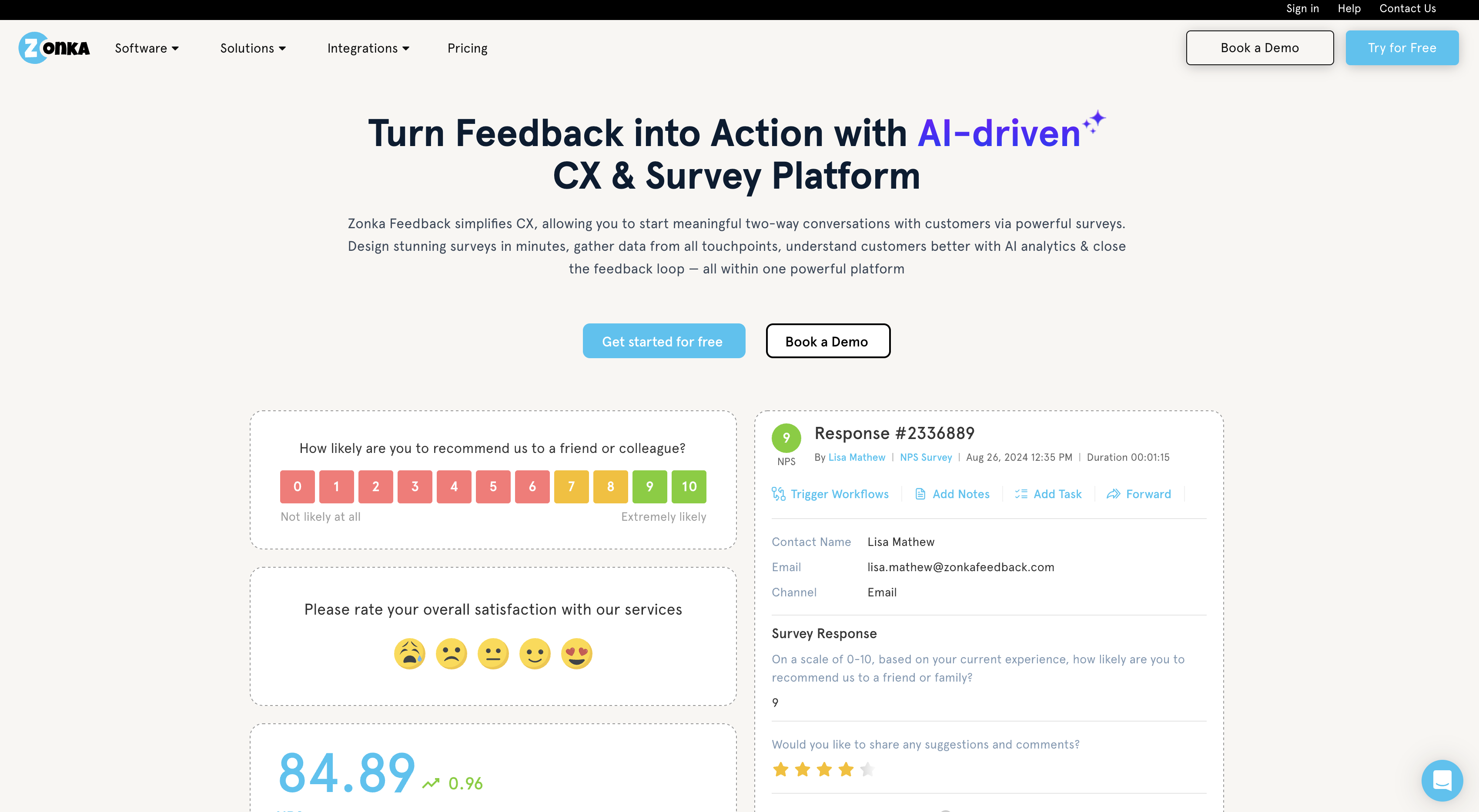 Screenshot of Zonka Feedback homepage