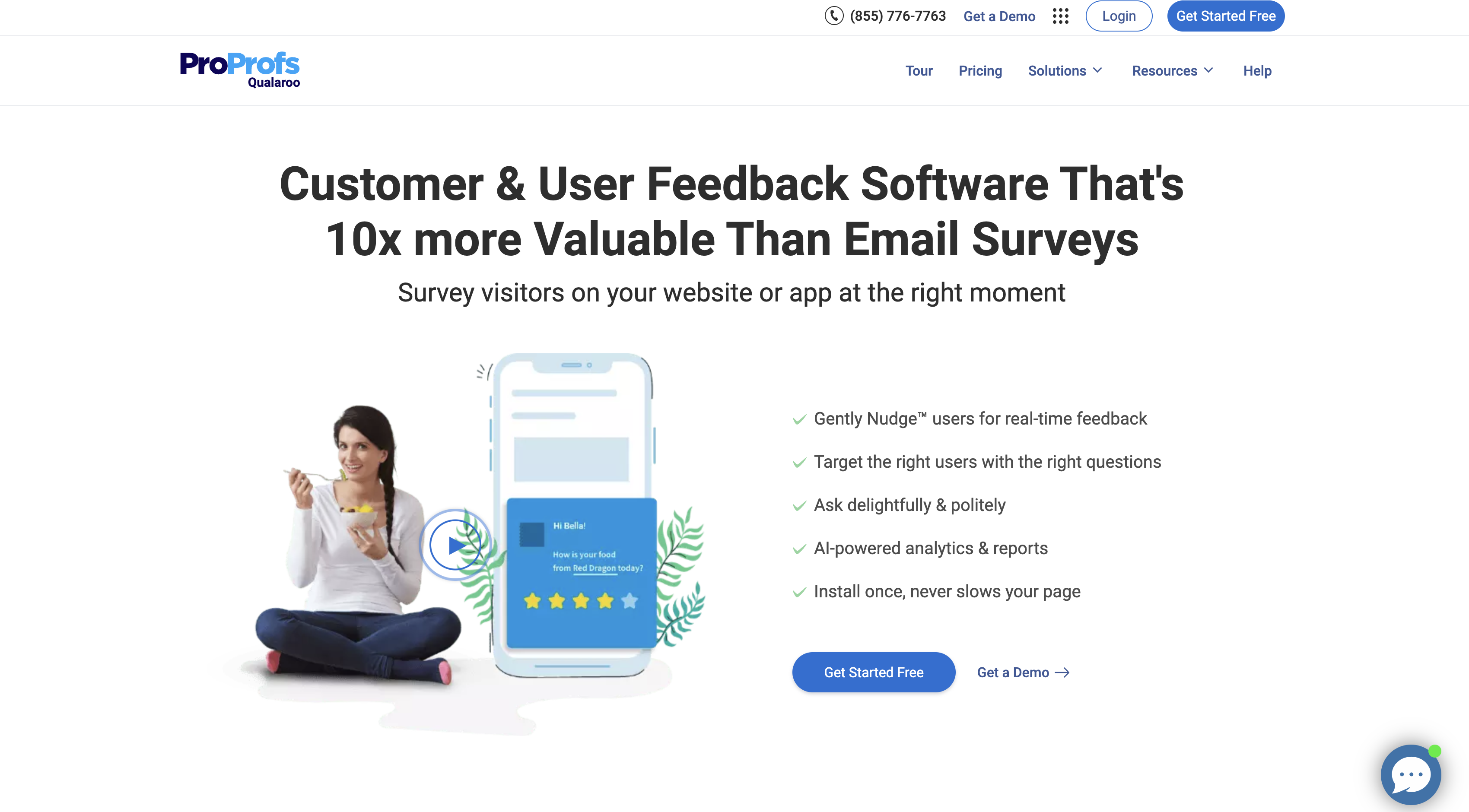 Screenshot of Qualaroo homepage