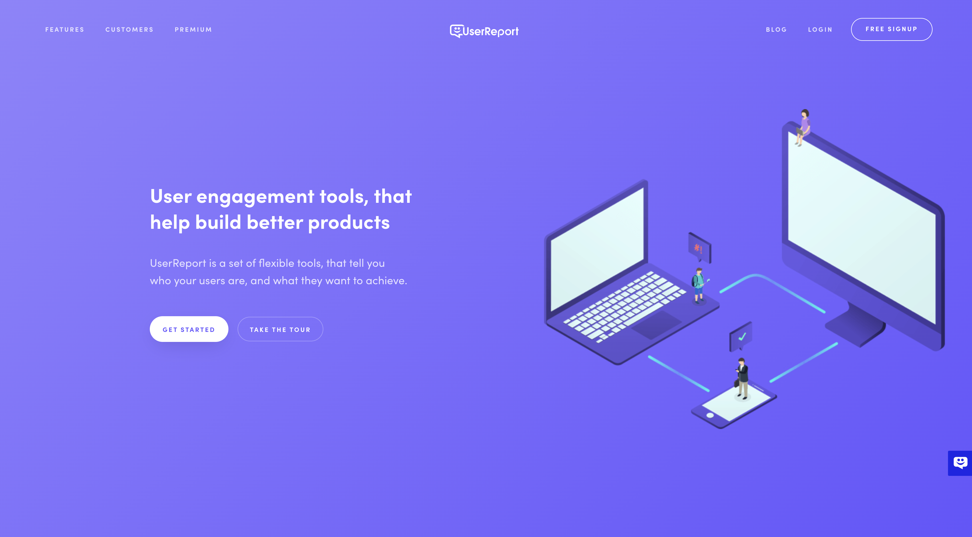 Screenshot of UserReport homepage