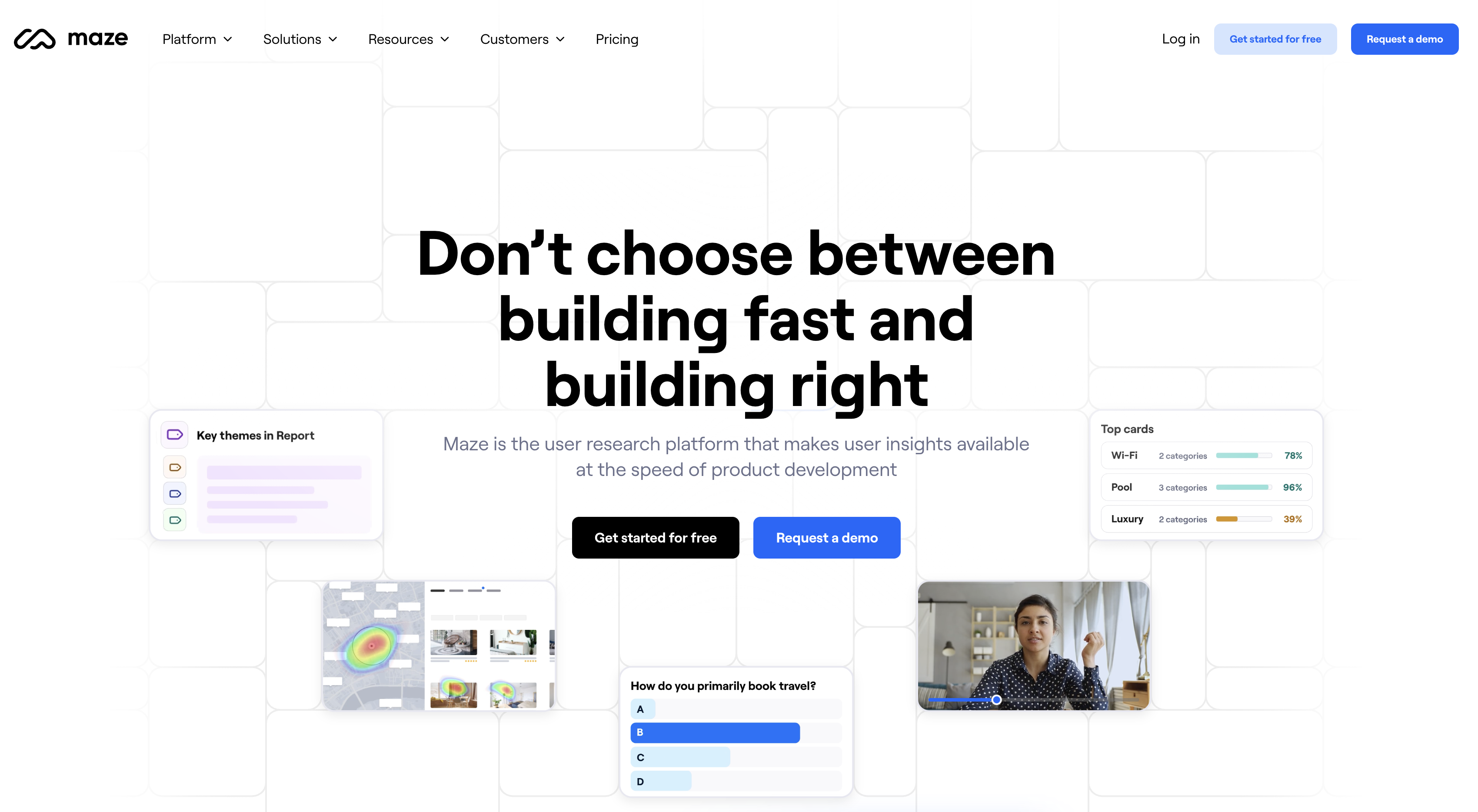 Screenshot of Maze homepage